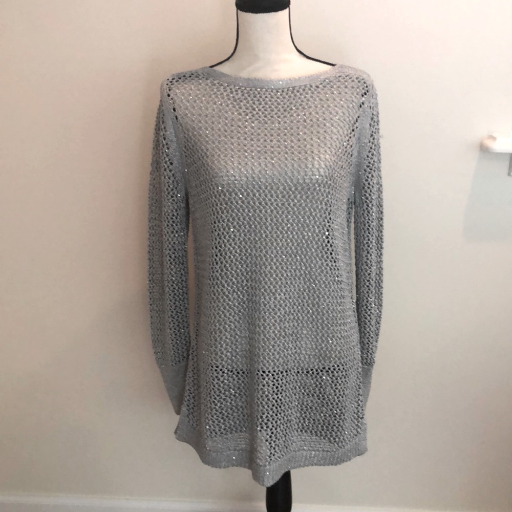 Chico's Gray Women’s Tunic Mesh Sparkle Size 01